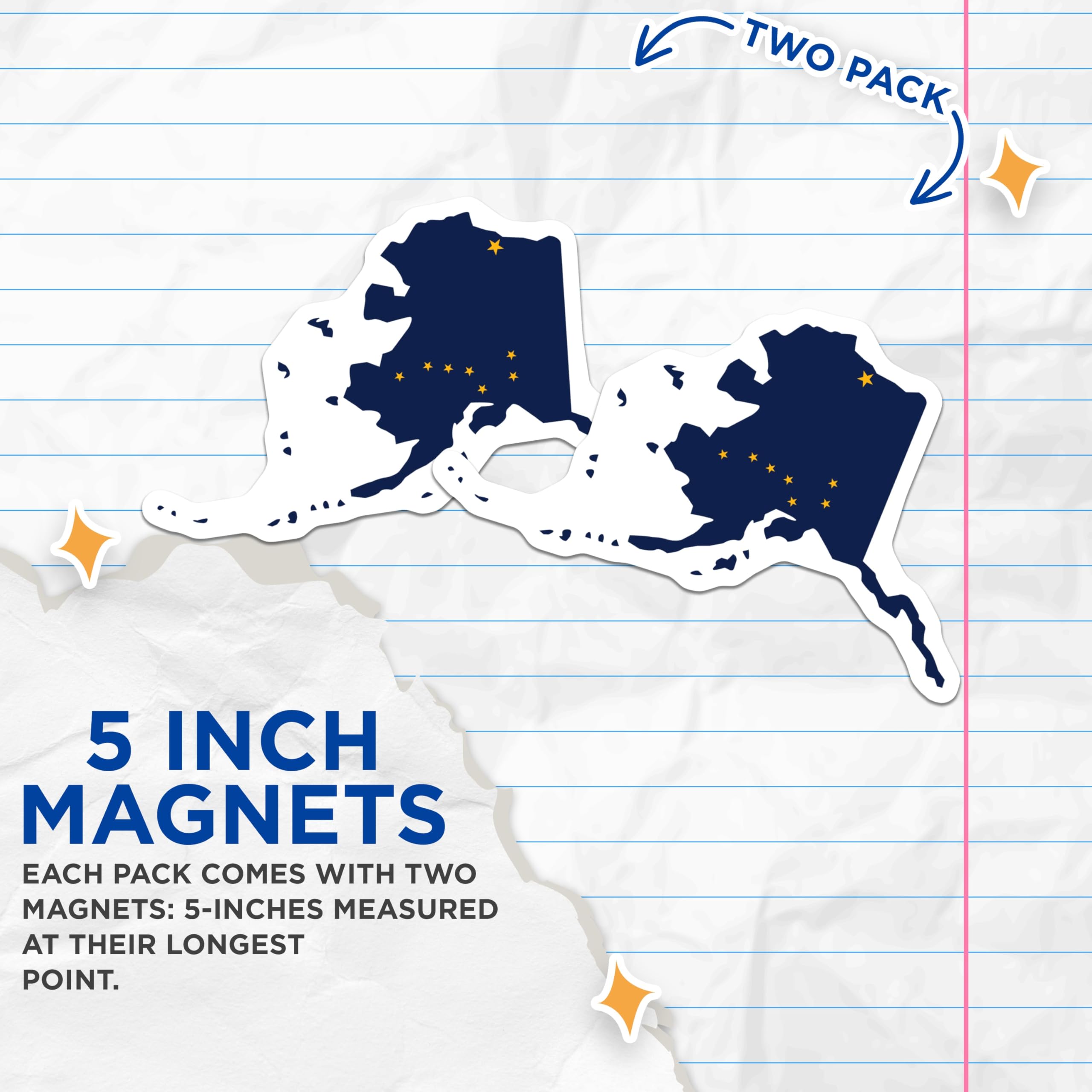 (2 Pack) Alaska Flag Map Magnets - Alaskan State Pride Decor - USA Travel Souvenirs - 5 Inches On Longest Side - Thick Durable Magnet - Made in USA - MAG20853