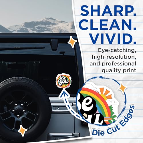 (2 Pack) Be You Stickers - Rainbow Inspirational Decal - Motivational Quote Sticker - 5" On Longest Side - Sticks to Smooth Flat Surfaces - Made in USA - BMCS3893