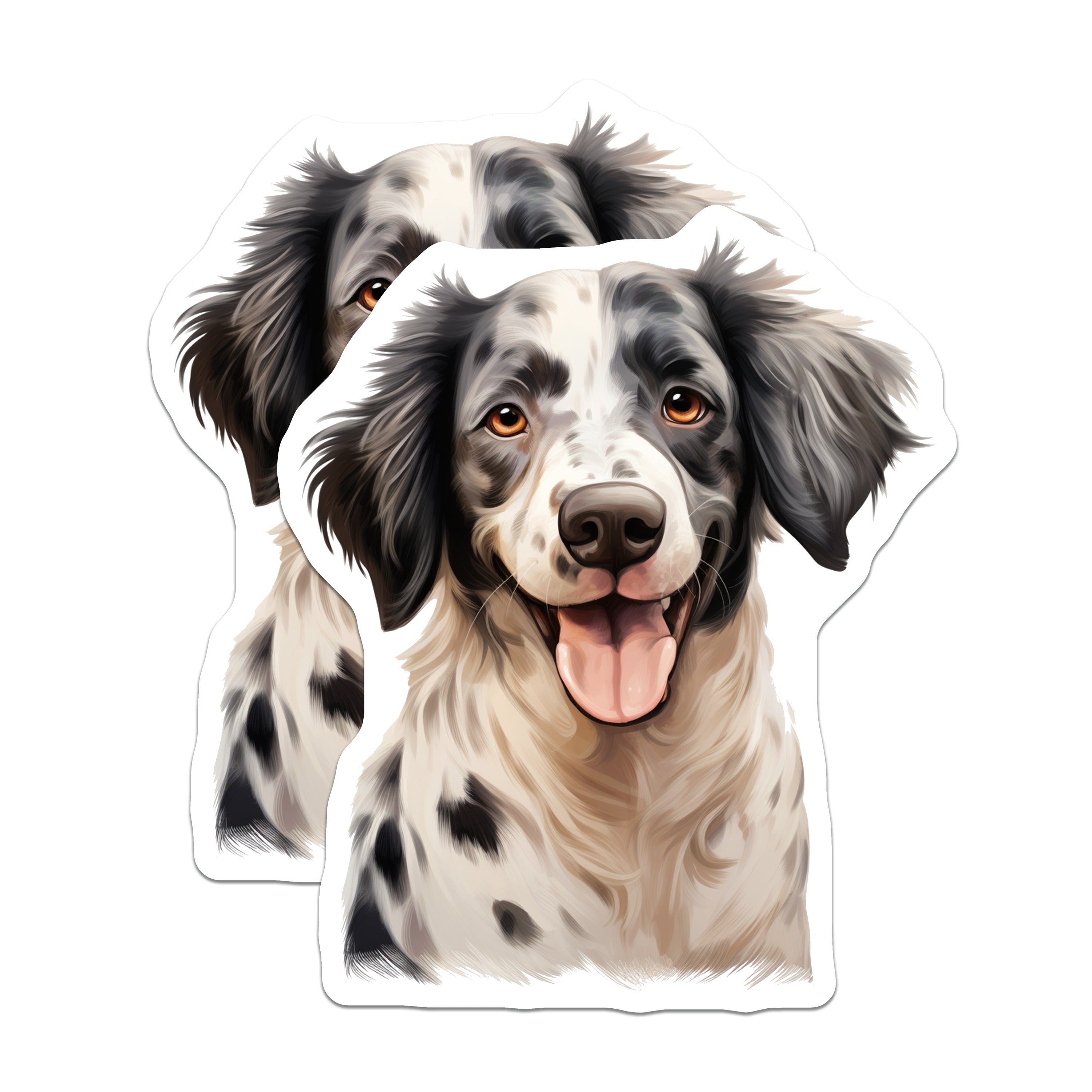 (2 Pack) Happy Dog Magnets - Spotted Canine Art - Dog Lover Kitchen Decor - 5 Inches On Longest Side - Thick Durable Magnet - Made in USA - MAG39250
