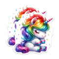(2 Pack) Kawaii Unicorn Magnets - Rainbow Fantasy Decor - Cute Magical Creature - Kids Room Accent - 5 Inches On Longest Side - Thick Durable Magnet - Made in USA - MAG36352