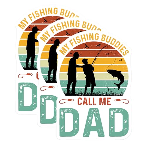 (3 Pack) Fishing Buddies Decals - Call Me Dad - Father Son Fishing - 3 Inches On Longest Side - Easy Peel & Apply - Made in USA - 3MCS2918