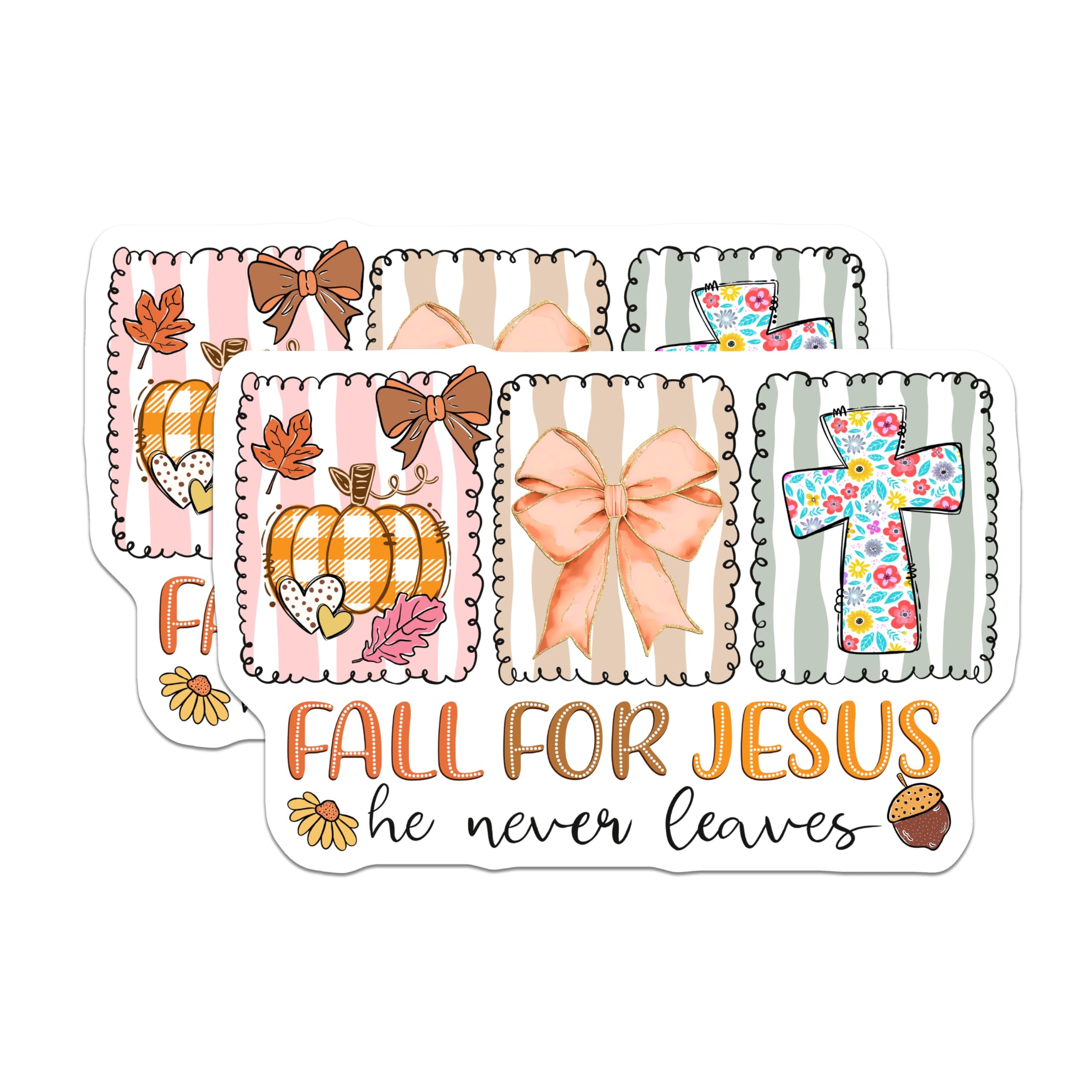 (2 Pack) Fall for Jesus Magnets - Christian Autumn Decor - Inspirational Faith Refrigerator - 5 Inches On Longest Side - Thick Durable Magnet - Made in USA - MAG25534