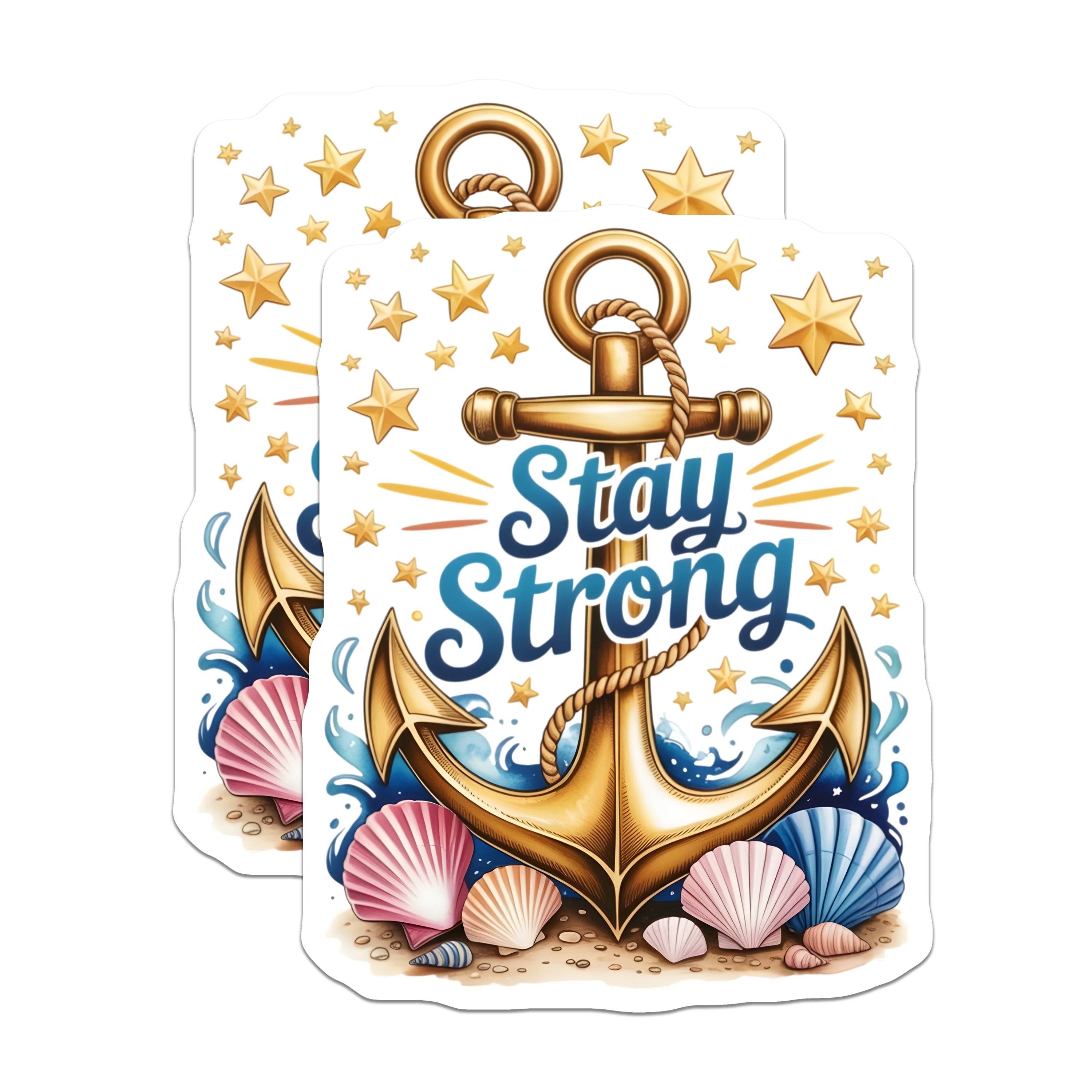 (2 Pack) Stay Strong Anchor Magnets - Inspirational Quote Art - Coastal Beach Decor - 5 Inches On Longest Side - Thick Durable Magnet - Made in USA - MAG36817