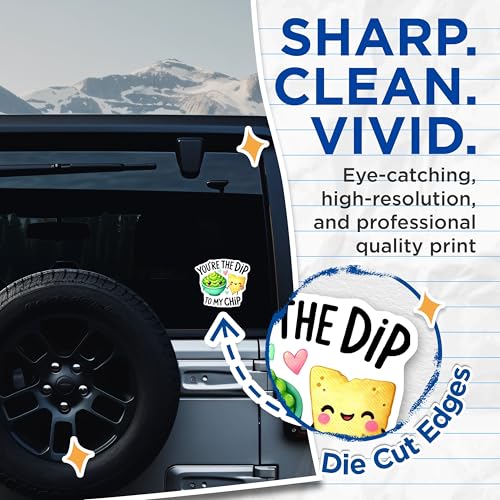 (2 Pack) Funny Food Stickers - Cute Food Puns Stickers - You're The Dip to My Chip Stickers - 5" On Longest Side - Sticks to Any Smooth Flat Surface - Made in USA - BMCS3441