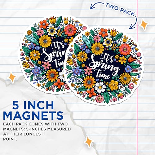 (2 Pack) It's Spring Time Magnets - 5" On Longest Side - for Cars, Fridges, Toolboxes - Made in USA - MAG7994