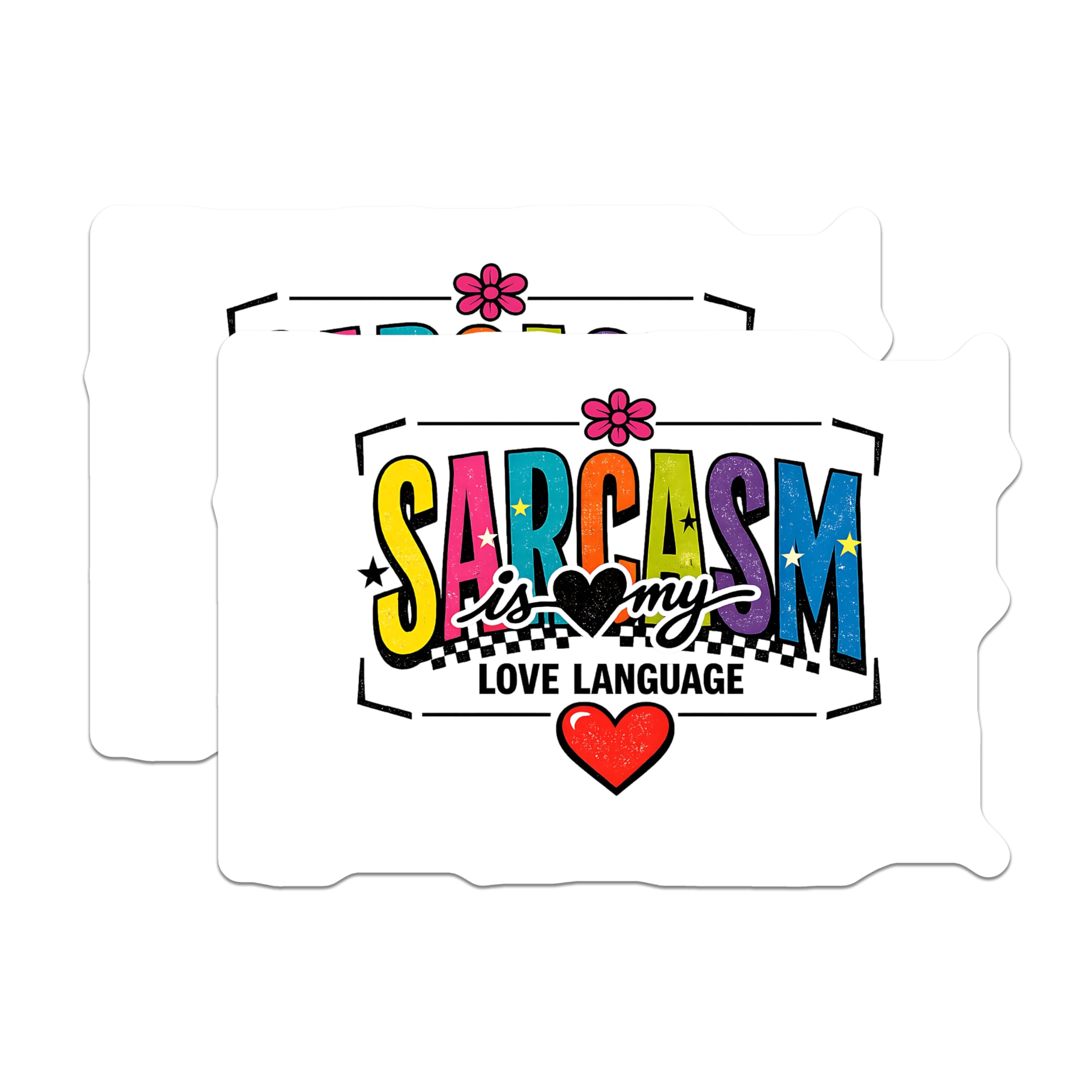 (2 Pack) Sarcasm is My Love Language Magnets - Funny Witty Saying Decor - Humorous Statement Fridge Art - 5 Inches On Longest Side - Thick Durable Magnet - Made in USA - MAG21817