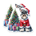 (2 Pack) Schnauzer Christmas Magnets - Santa Dog Holiday Decor - Pet Lover Seasonal Art - 5 Inches On Longest Side - Thick Durable Magnet - Made in USA - MAG27571