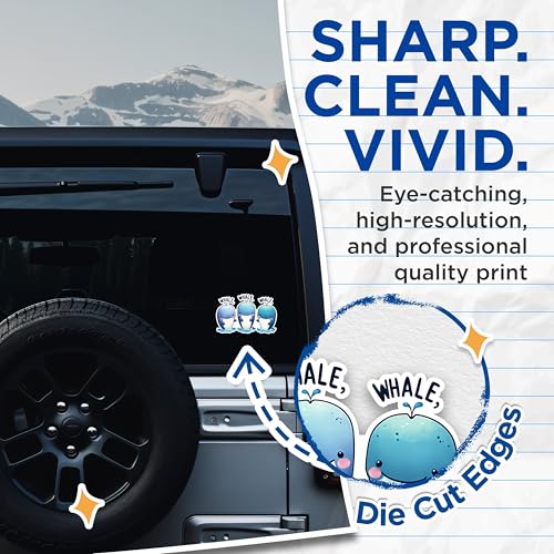 (2 Pack) Cute Whale Stickers - Whale Puns Stickers - Adorable Ocean Animal Stickers - 5" On Longest Side - Sticks to Any Smooth Flat Surface - Made in USA - BMCS2647