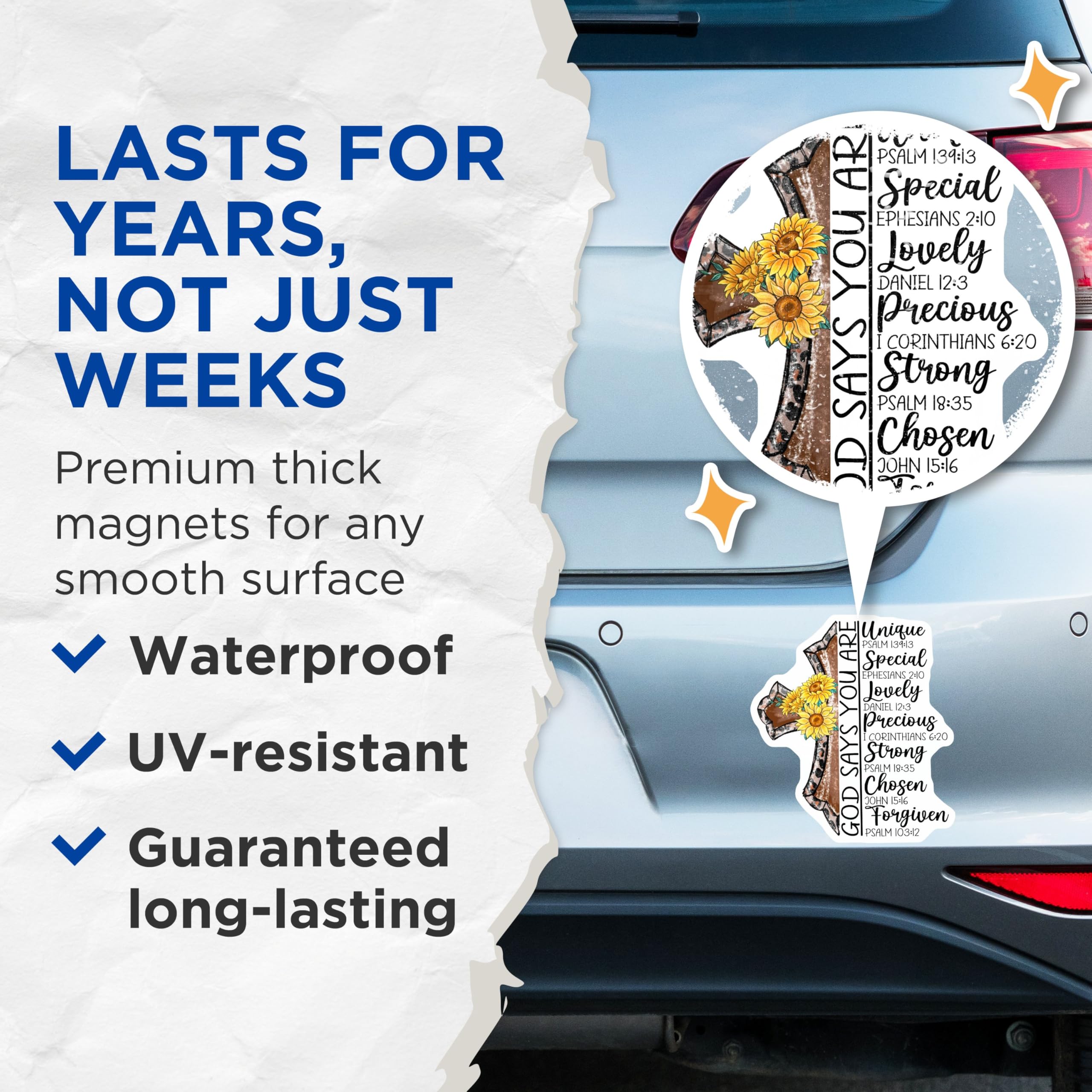 (2 Pack) God Says You are Magnets - Unique Special Lovely - Christian Inspirational - Faith-Based Encouragement Magnets - 5" On Longest Side - for Cars, Fridges, Toolboxes - Made in USA - MAG4198