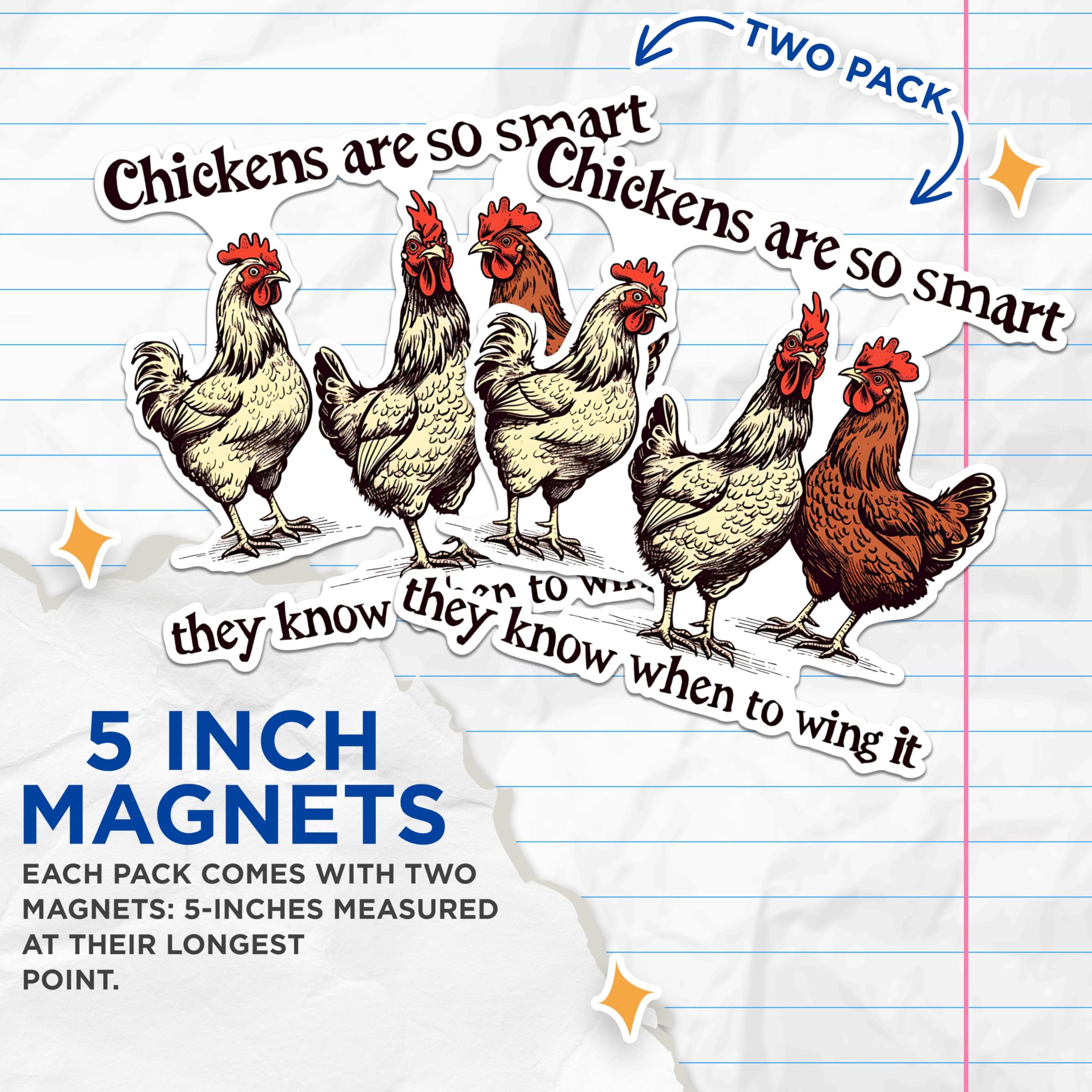 (2 Pack) Chickens are So Smart Magnets - Funny Chicken Saying Magnets - Farm Animal Refrigerator Magnets- 5" On Longest Side - for Fridges, Toolboxes, Cars - Made in USA - MAG2592