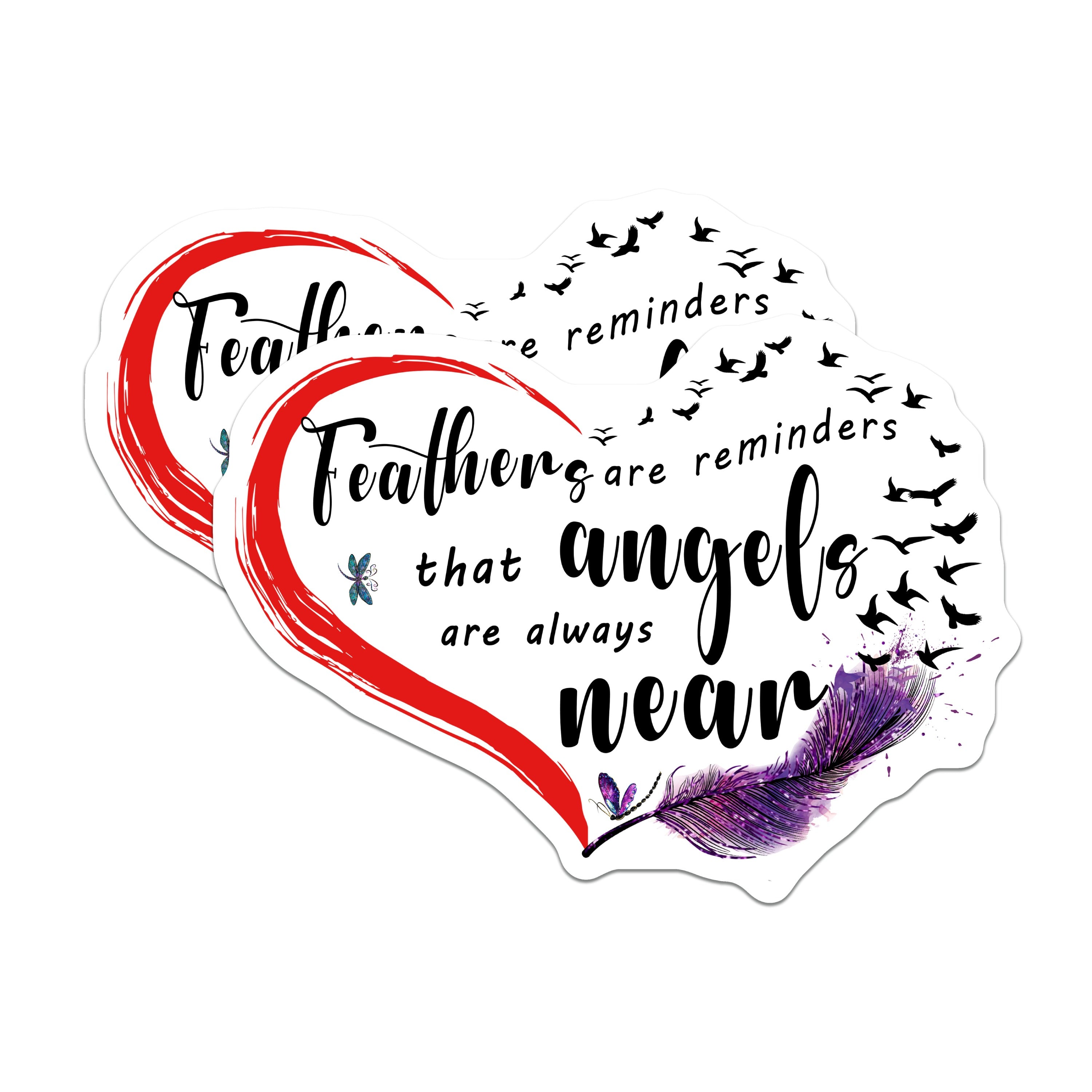 (2 Pack) Angel Feathers Magnets - Memorial Remembrance Decor - Loved One Comfort Support - 5 Inches On Longest Side - Thick Durable Magnet - Made in USA - MAG39837