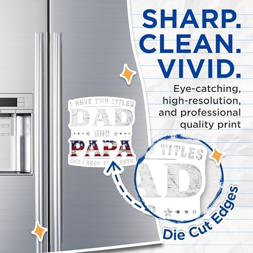(2 Pack) Dad and Papa Magnets Magnets - Patriotic Dad Decor - 5" On Longest Side - Made in USA - Sticks to Refrigerators & Metal Surfaces - MAG8894