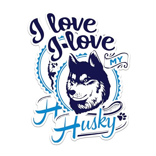 (2 Pack) I Love My Husky Magnets - Husky Dog Themed Magnets - Dog Lovers Refrigerator Magnets- 5" On Longest Side - for Fridges, Toolboxes, Cars - Made in USA - MAG2971