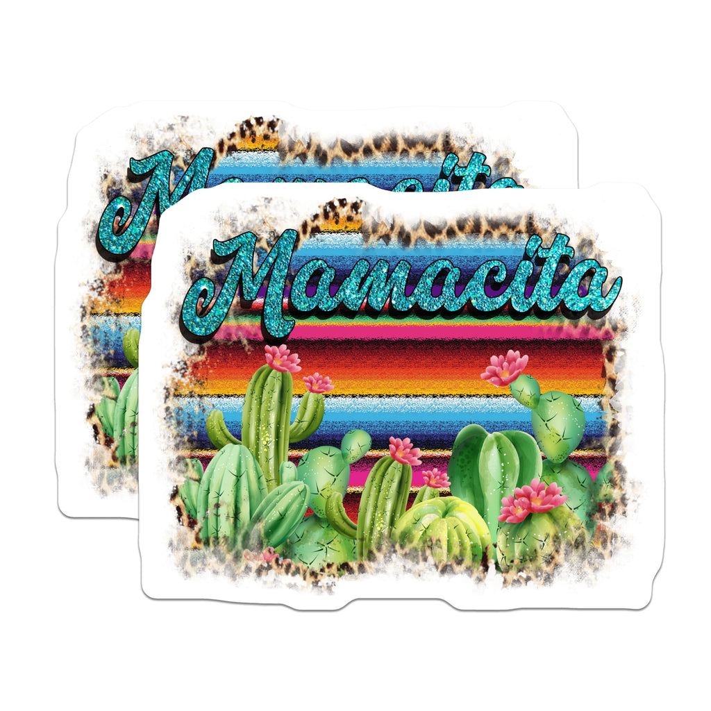 (2 Pack) Mamacita Magnets - Serape Cactus Mom Decor - Leopard Print Southwestern Refrigerator Magnets - 5 Inches On Longest Side - Thick Durable Magnet - Made in USA - MAG29756