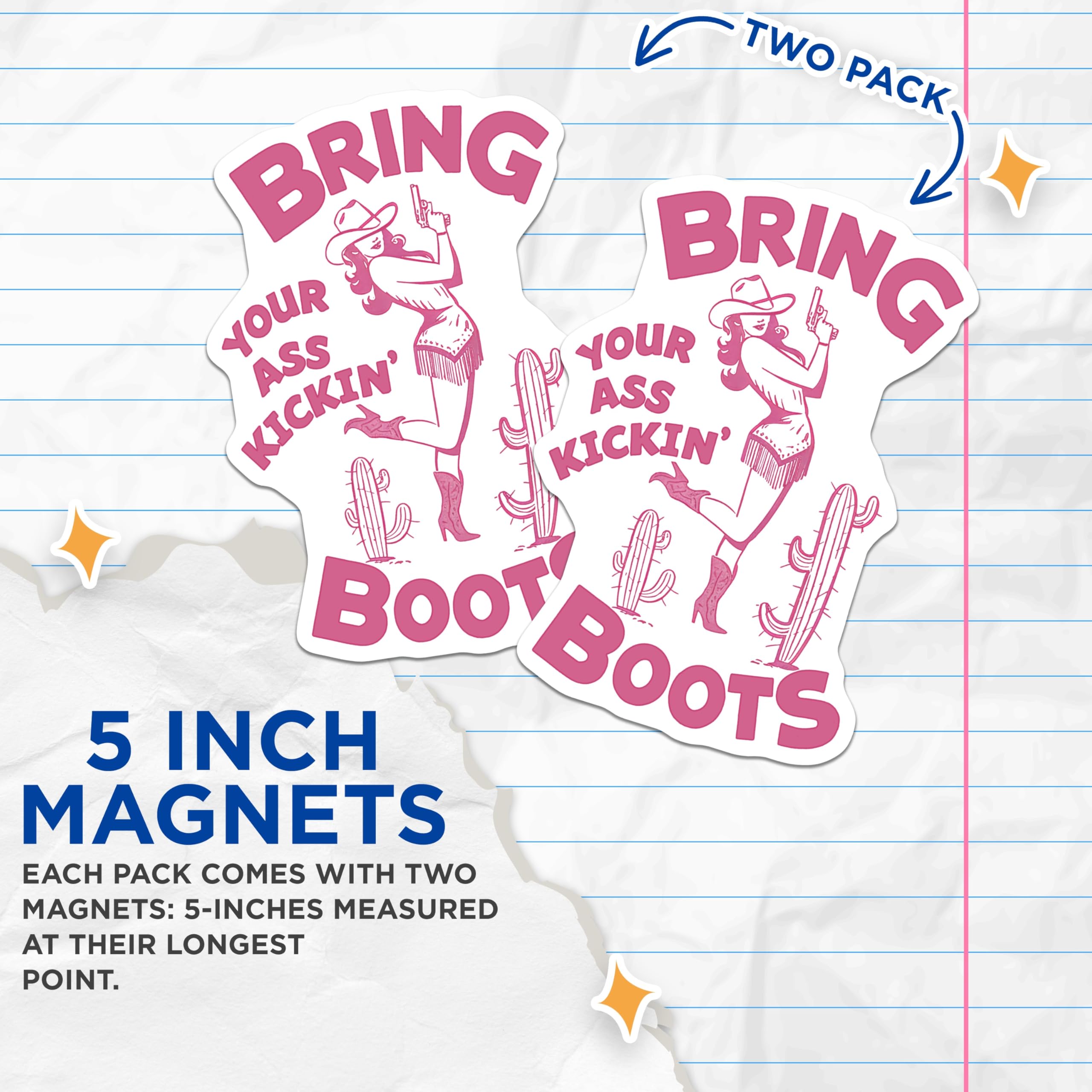 (2 Pack) Cowgirl Boot Magnets - Funny Western Decor - Bring Boots Magnet - 5" On Longest Side - Premium Magnet - for Cars, Refrigerators, Toolboxes, Lockers - Made in USA - MAG18540