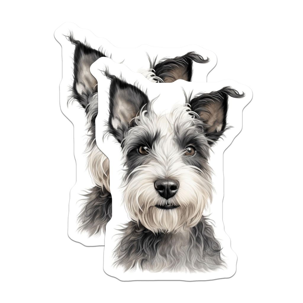 (2 Pack) Miniature Schnauzer Magnets - Realistic Dog Portrait Art - Schnauzer Mom Fridge Decor - 5 Inches On Longest Side - Thick Durable Magnet - Made in USA - MAG25757