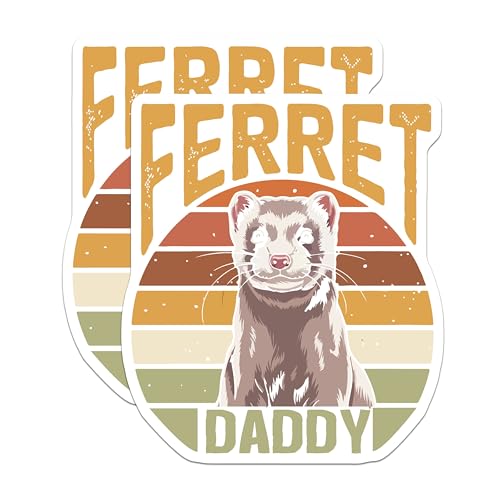 (2 Pack) Ferret Daddy Stickers - Pet Owner - Ferret Lover - 5" On Longest Side - Sticks to Smooth Flat Surfaces - Made in USA - BMCS6056
