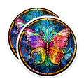 (2 Pack) Stained Glass Butterfly Magnets - Vibrant Rainbow Insect - Boho Fridge Locker Decor - Nature Lover Art - 5 Inches On Longest Side - Thick Durable Magnet - Made in USA - MAG25370