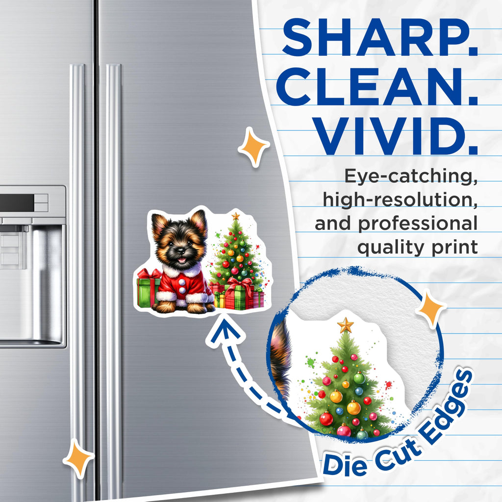 (2 Pack) Yorkshire Terrier Magnets - Christmas Puppy Decor - Dog Lover Holiday Kitchen - 5 Inches On Longest Side - Thick Durable Magnet - Made in USA - MAG29203