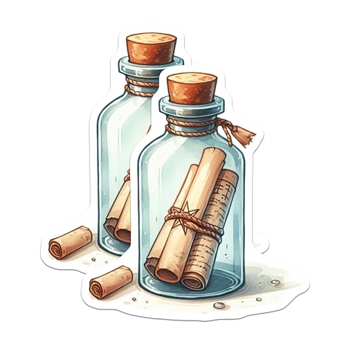 (2 Pack) Message in A Bottle Magnets - Ocean Theme - Nautical Decor - Beach House Accents - 5" On Longest Side - for Cars, Fridges, Toolboxes - Made in USA - MAG6669