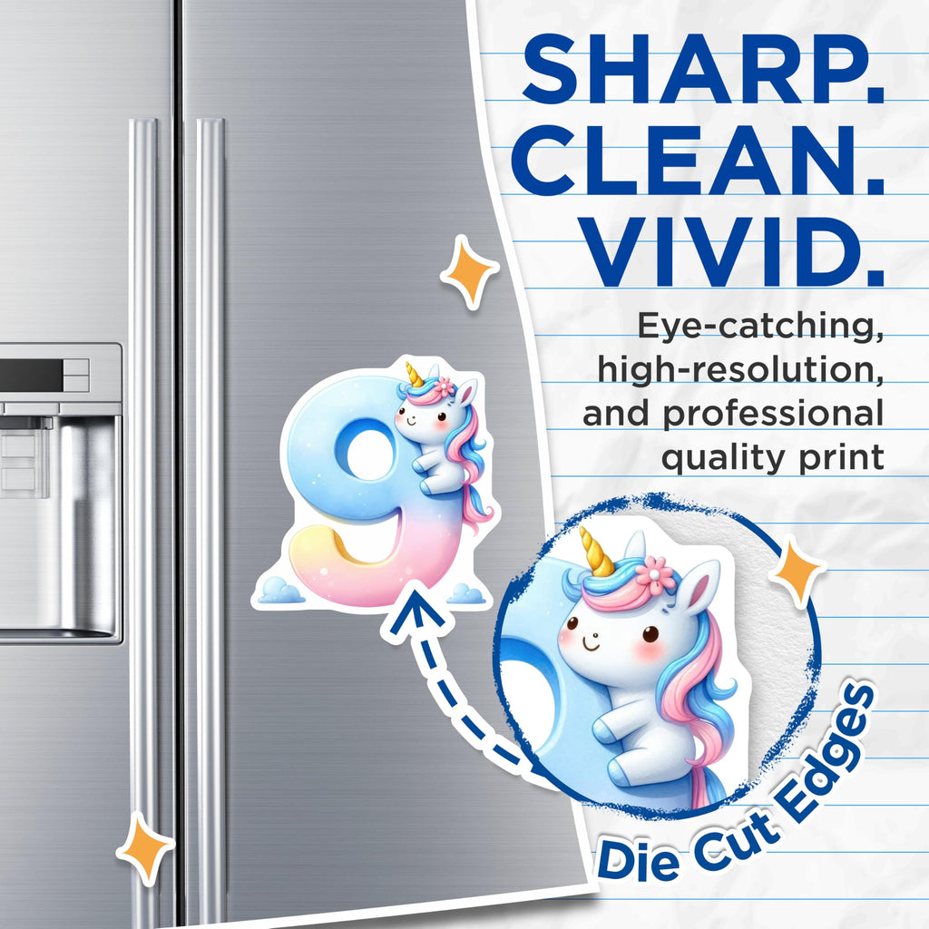 (2 Pack) Number Nine Unicorn Magnets - Cute Unicorn - Kids Room Decoration - 5" On Longest Side - Premium Magnet - for Cars, Refrigerators, Toolboxes, Lockers - Made in USA - MAG15041
