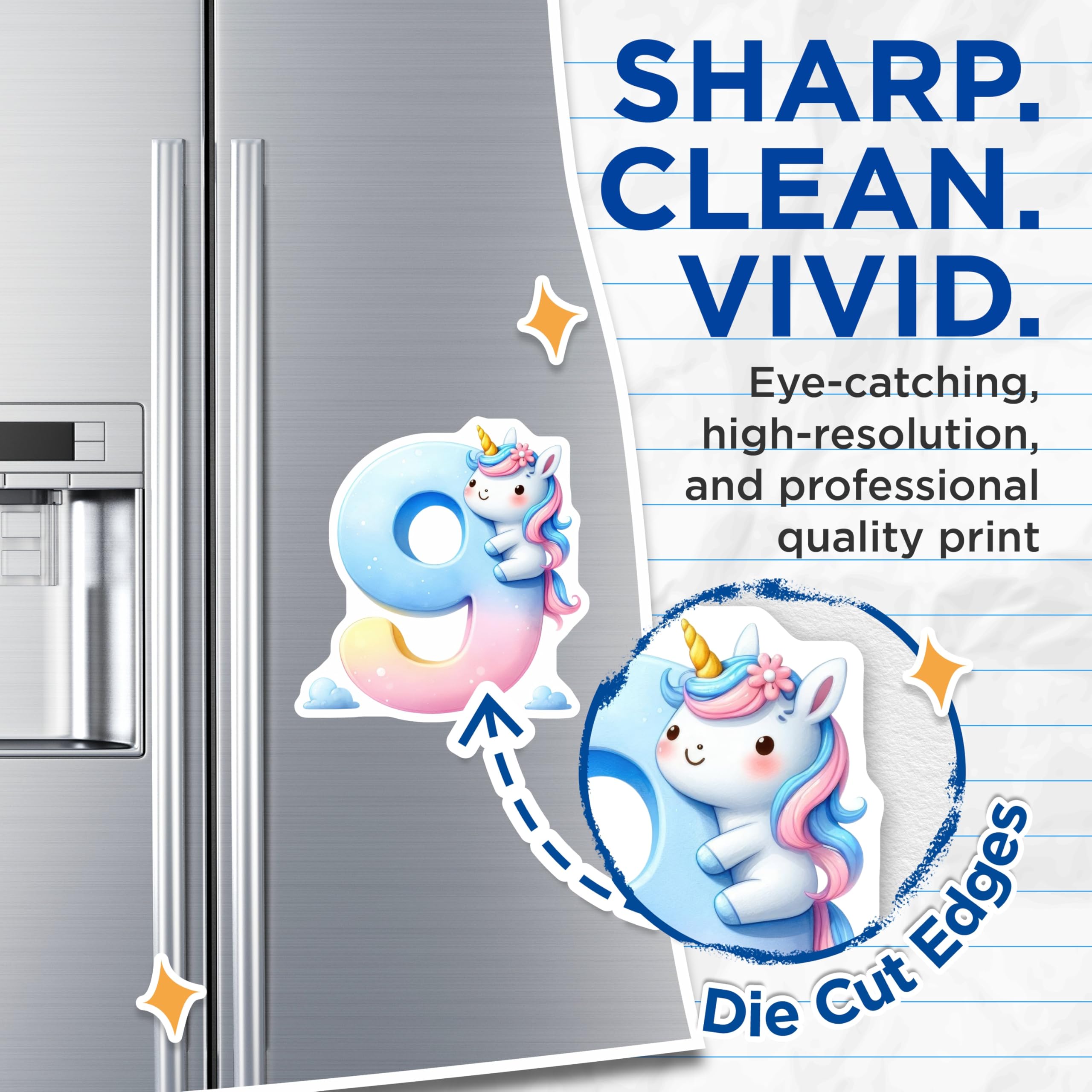 (2 Pack) Number Nine Unicorn Magnets - Cute Unicorn - Kids Room Decoration - 5" On Longest Side - Premium Magnet - for Cars, Refrigerators, Toolboxes, Lockers - Made in USA - MAG15041