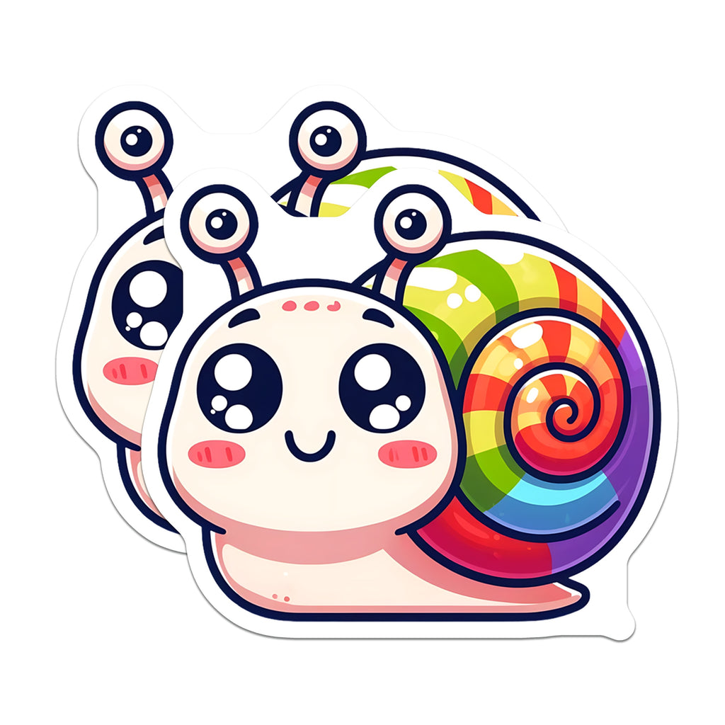 (2 Pack) Kawaii Snail Magnets - Rainbow Animal Decor - Cute Refrigerator Accessory - Locker Memo Holder - Kids Room - 5 Inches On Longest Side - Thick Durable Magnet - Made in USA - MAG38322