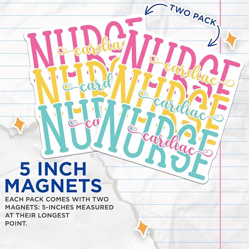 (2 Pack) Nurse Magnets Magnets - Cardiac Nurse Decor - 5" On Longest Side - Made in USA - Sticks to Refrigerators & Metal Surfaces - MAG9130