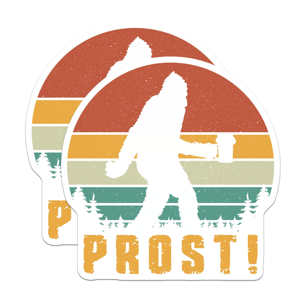 (2 Pack) Bigfoot Magnets - Sasquatch Beer Prost - Retro Camping Cryptozoology - 5 Inches On Longest Side - Thick Durable Magnet - Made in USA - MAG22764