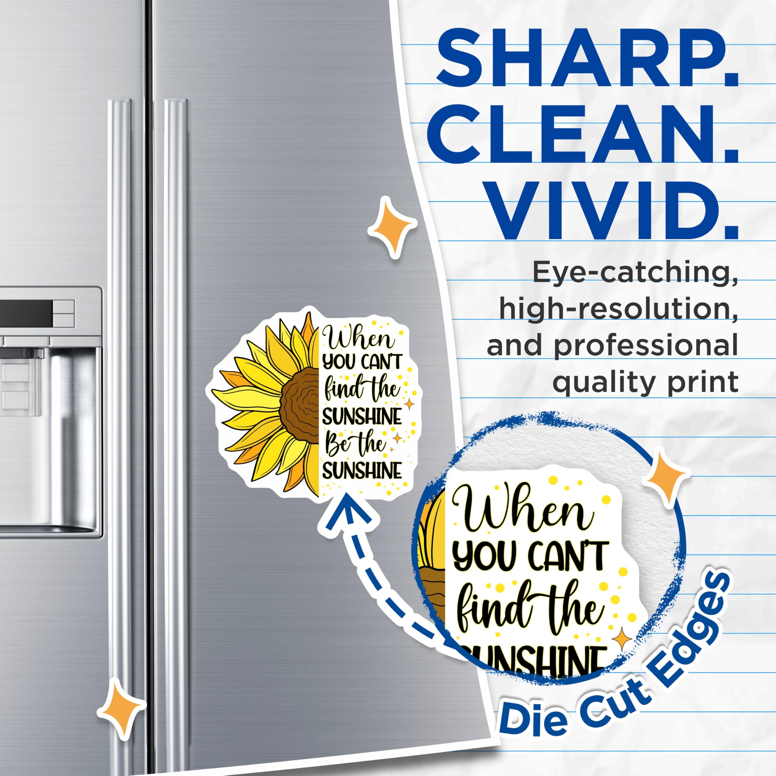 (2 Pack) Sunflower Magnets - Inspirational Quote - Be The Sunshine Decor - 5" On Longest Side - Premium Magnet - for Cars, Refrigerators, Toolboxes, Lockers - Made in USA - MAG17177