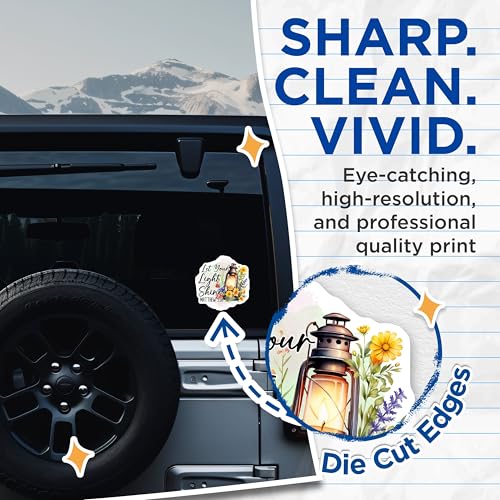 (2 Pack) Let Your Light Shine Stickers - Matthew 5:16 - Inspirational Lantern Stickers - 5" On Longest Side - Sticks to Smooth Flat Surfaces - Made in USA - BMCS4308