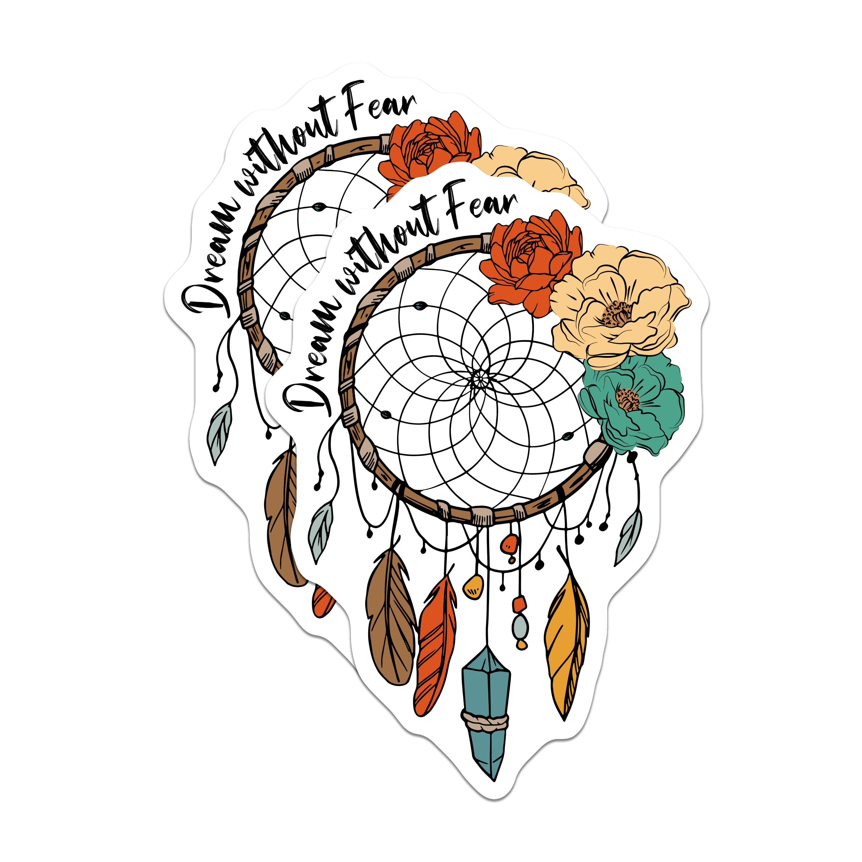 (2 Pack) Dreamcatcher Magnets - Inspirational Boho Decor - Floral Quote Spiritual Art - 5 Inches On Longest Side - Thick Durable Magnet - Made in USA - MAG37628