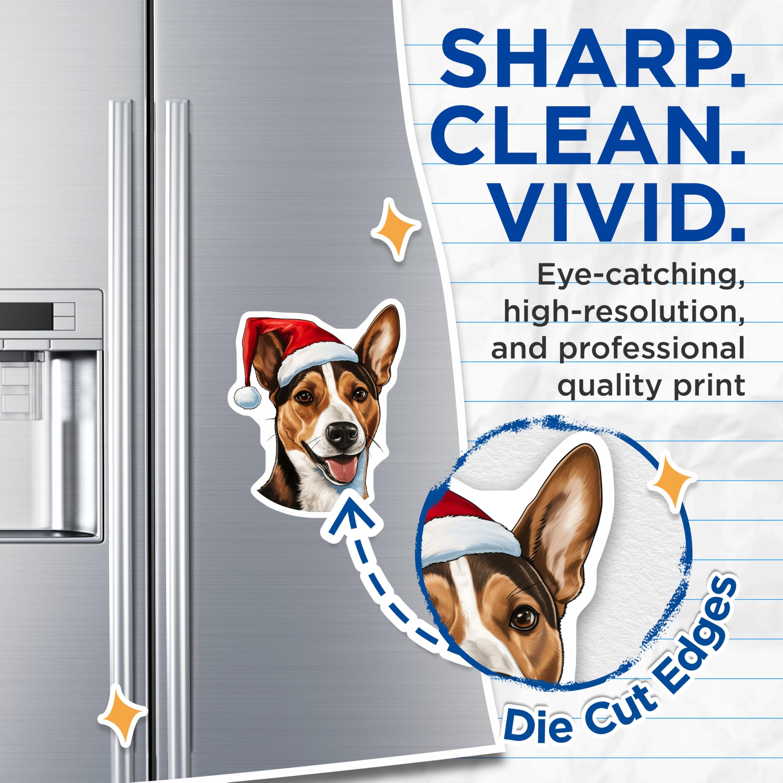 (2 Pack) Christmas Dog Magnets - Santa Hat Canine - Holiday Pet Accessories - 5 Inches On Longest Side - Thick Durable Magnet - Made in USA - MAG30556
