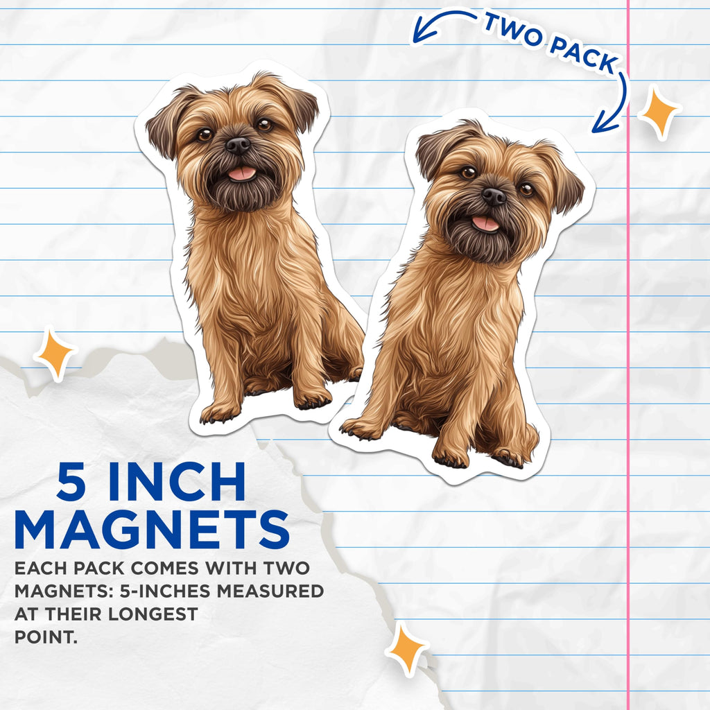 (2 Pack) Brussels Griffon Dog Magnets - Cute Pet Lover Refrigerator Decor - Dog Mom Fridge Accessories - 5 Inches On Longest Side - Thick Durable Magnet - Made in USA - MAG27377