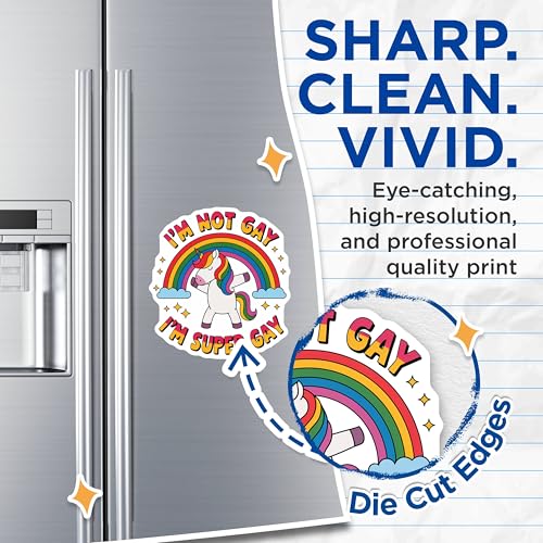(2 Pack) Fun Unicorn Magnets Magnets - Pride Decor - LGBTQ Rainbow Magnet - 5" On Longest Side - Made in USA - Sticks to Refrigerators & Metal Surfaces - MAG8908