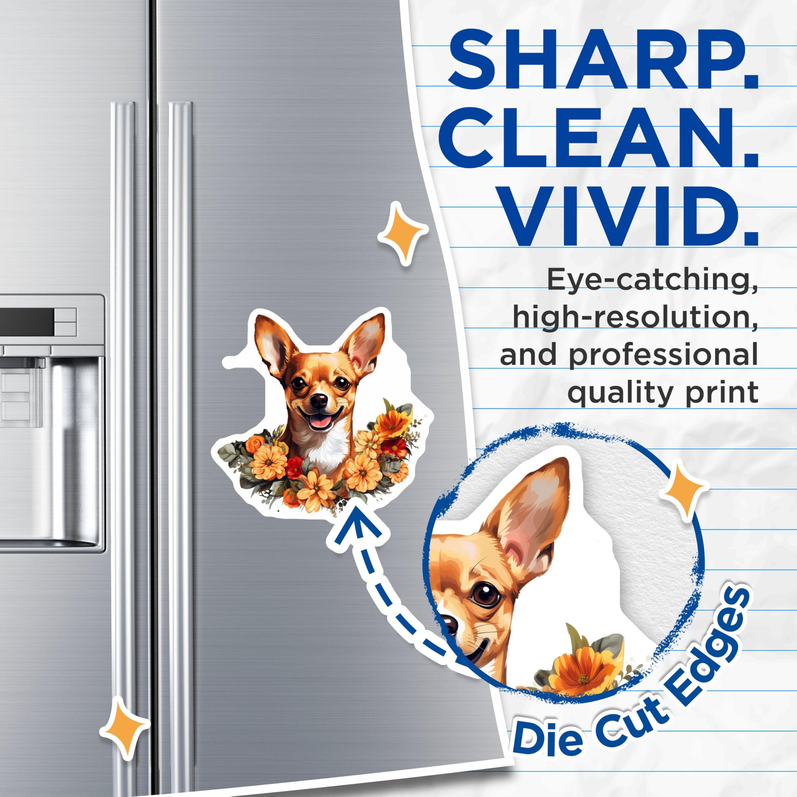 (2 Pack) Chihuahua Magnets - Dog Lover Home Decor - Floral Pet Parent - 5 Inches On Longest Side - Thick Durable Magnet - Made in USA - MAG26890