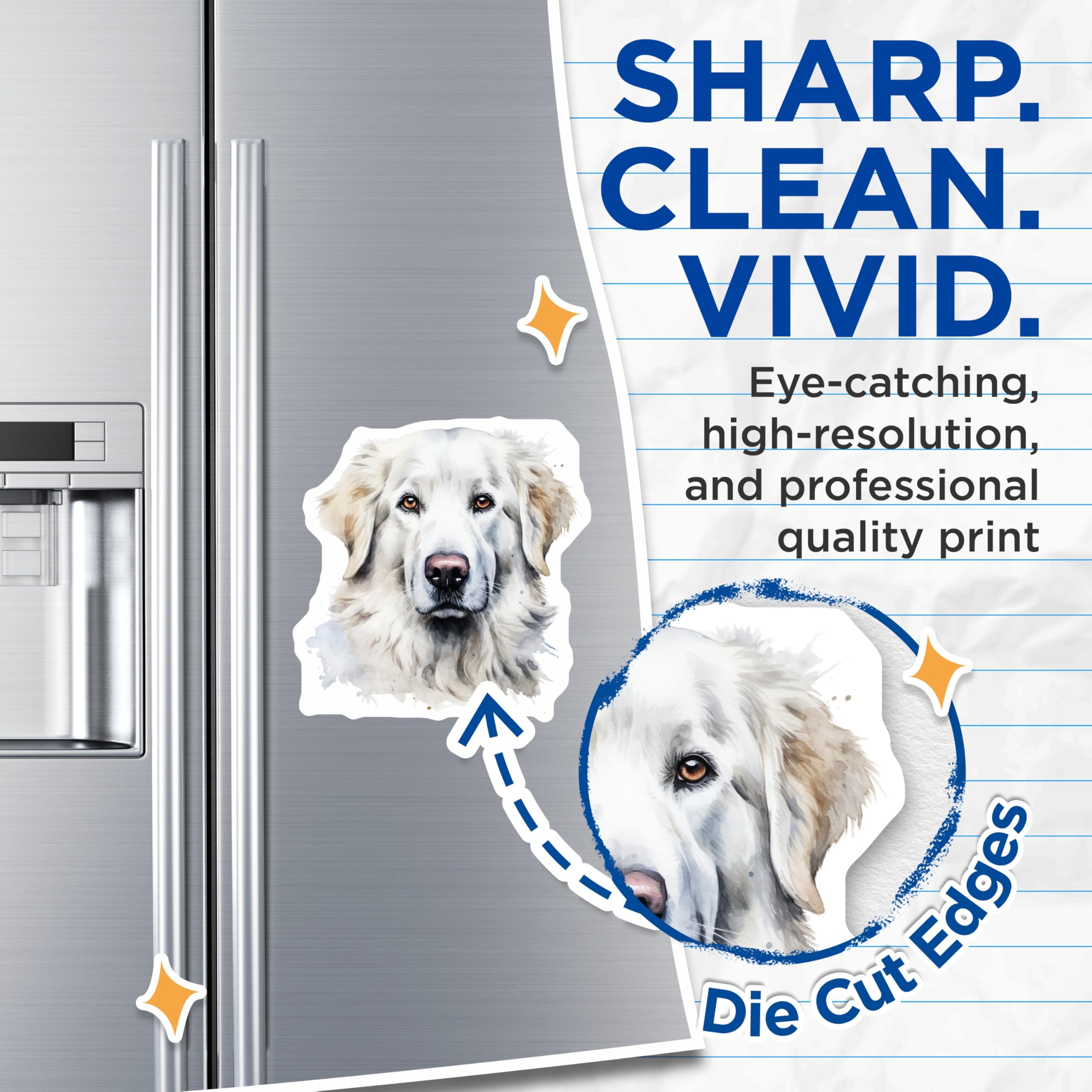 (2 Pack) Great Pyrenees Dog Magnets - Watercolor Pet Art - Dog Lover Fridge Decor - 5 Inches On Longest Side - Thick Durable Magnet - Made in USA - MAG30853