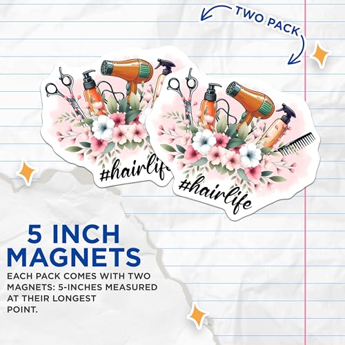 (2 Pack) Hair Stylist Life Magnets - Hairdresser Decor - Salon Accessories - 5" On Longest Side - for Cars, Fridges, Toolboxes - Made in USA - MAG7577