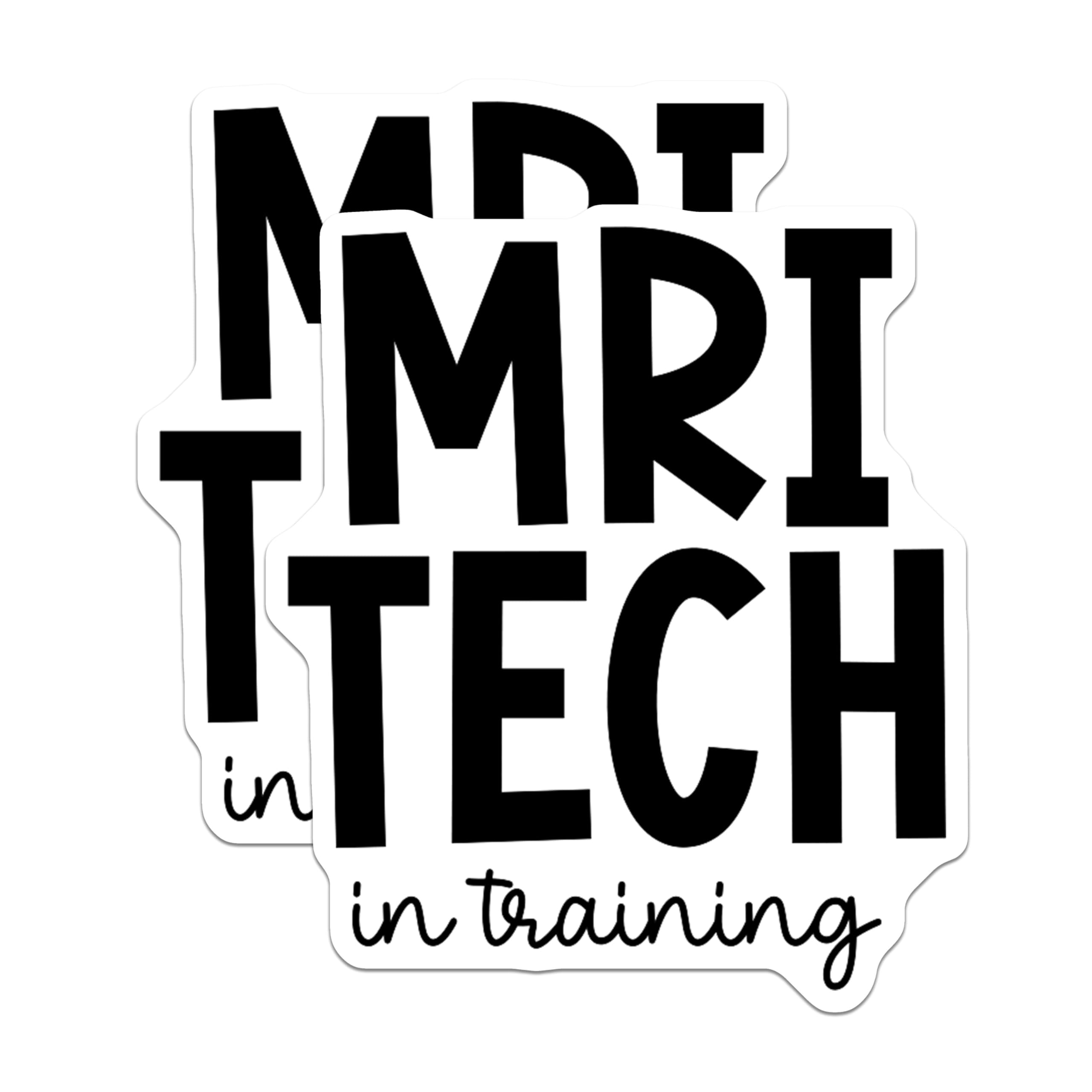 (2 Pack) MRI Tech in Training Stickers - Funny Medical Stickers - Healthcare Professional Sticker - 5" On Longest Side - Sticks to Smooth Flat Surfaces - Made in USA - BMCS5179