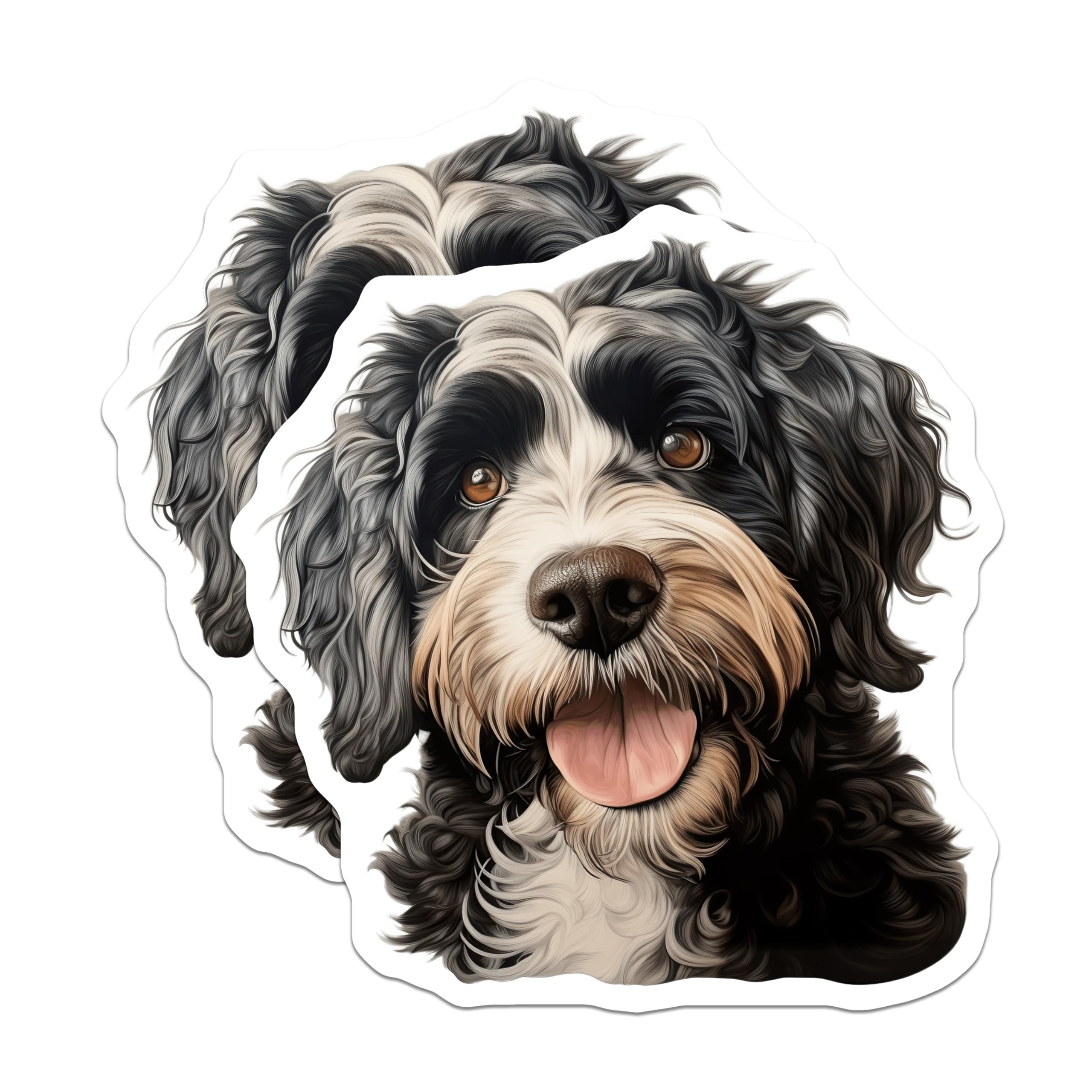 (2 Pack) Bernedoodle Dog Magnets - Happy Doodle Pet Lover - Fridge Locker Decor - 5 Inches On Longest Side - Thick Durable Magnet - Made in USA - MAG30147