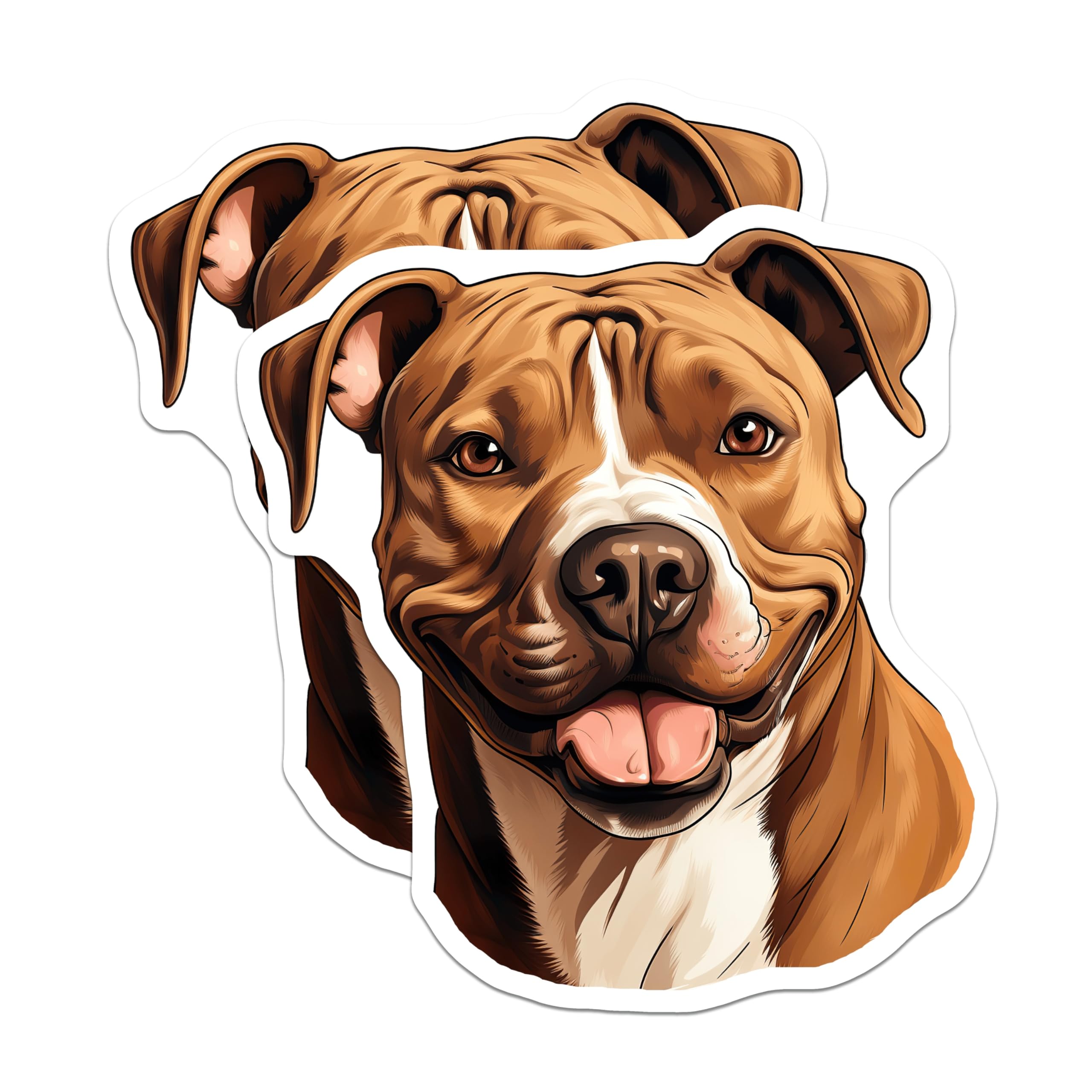 (2 Pack) Happy Pitbull Dog Magnets - Smiling Pitbull Lover Decor - Amstaff Pet Fridge Locker Decor - 5 Inches On Longest Side - Thick Durable Magnet - Made in USA - MAG25954
