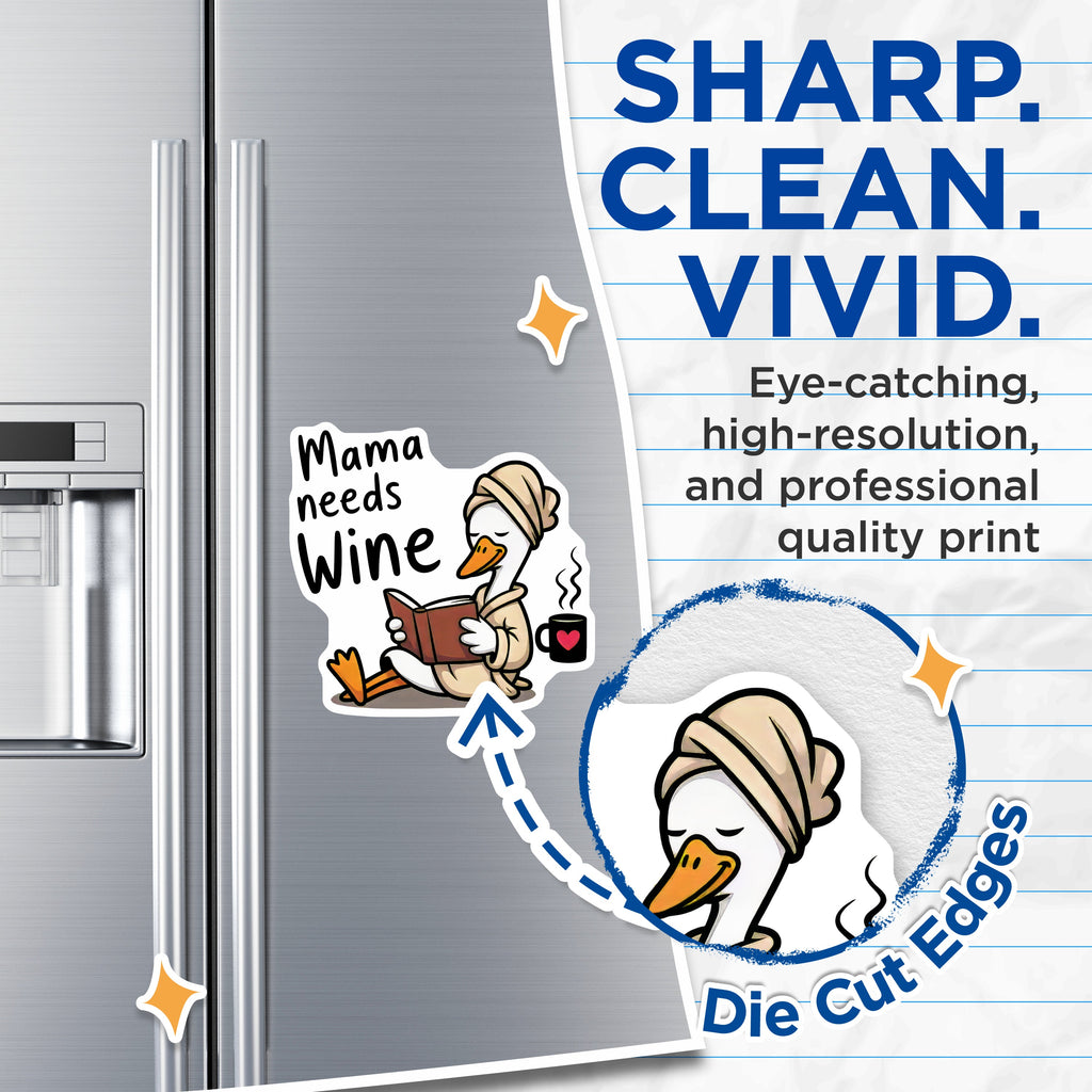 (2 Pack) Mama Needs Wine Magnets - Funny Mom Life Humor - Cozy Goose Reader - Refrigerator Decor - 5 Inches On Longest Side - Thick Durable Magnet - Made in USA - MAG38721