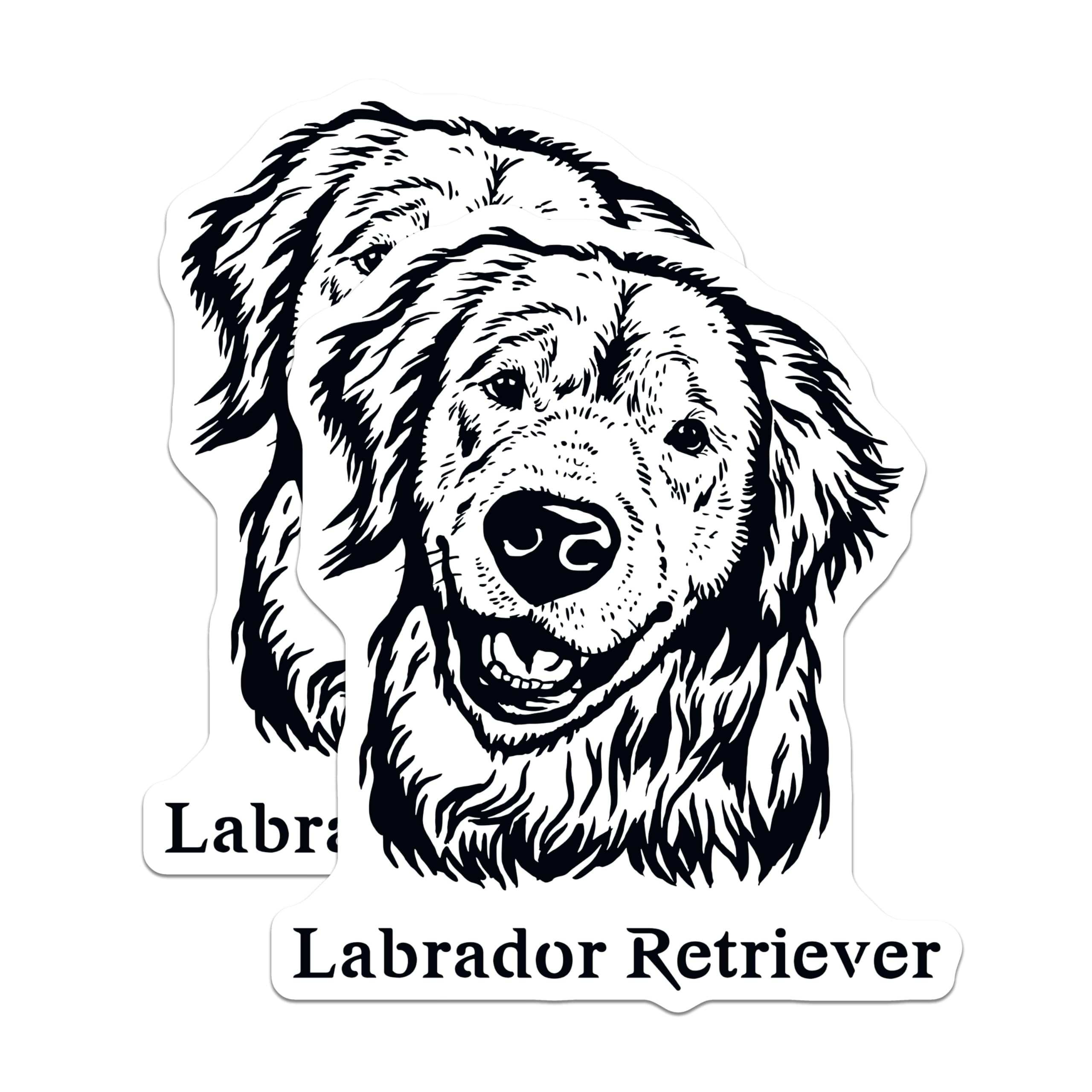 (2 Pack) Labrador Retriever Stickers - Cute Dog Decals - Animal Lover Stickers - 5" On Longest Side - Sticks to Smooth Flat Surfaces - Made in USA - BMCS4014