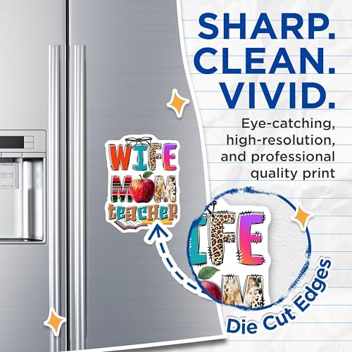 (2 Pack) Wife Mom Teacher Magnets Magnets - 5" On Longest Side - Made in USA - Sticks to Refrigerators & Metal Surfaces - MAG8473