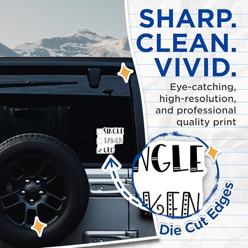 (2 Pack) Single Taken CEO Stickers - Funny Relationship Humor - 5" On Longest Side - Sticks to Smooth Flat Surfaces - Made in USA - BMCS9213 - BMCS9213