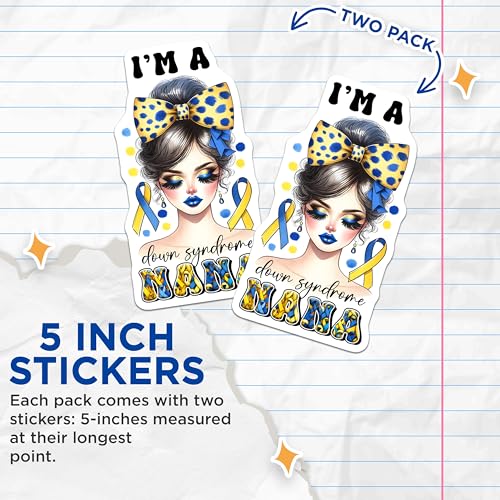 (3 Pack) Down Syndrome Awareness Decals - Awareness Mama Decal - Advocate Support Decals - 3 Inches On Longest Side - Easy Peel & Apply - Made in USA - 3MCS6960