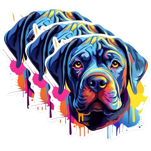 (3 Pack) Rottweiler Dog Decals - Colorful Pet Stickers - Laptop Decal - 3 Inches On Longest Side - Easy Peel & Apply - Made in USA - 3MCS0684