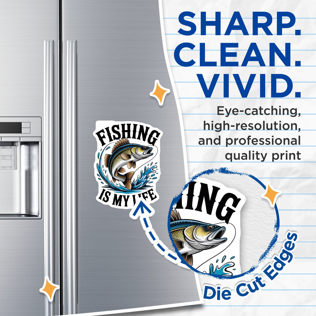 (2 Pack) Fishing is My Life Magnets - Angler Fridge Decor - Bass Fishing Hobbyist - 5 Inches On Longest Side - Thick Durable Magnet - Made in USA - MAG39881
