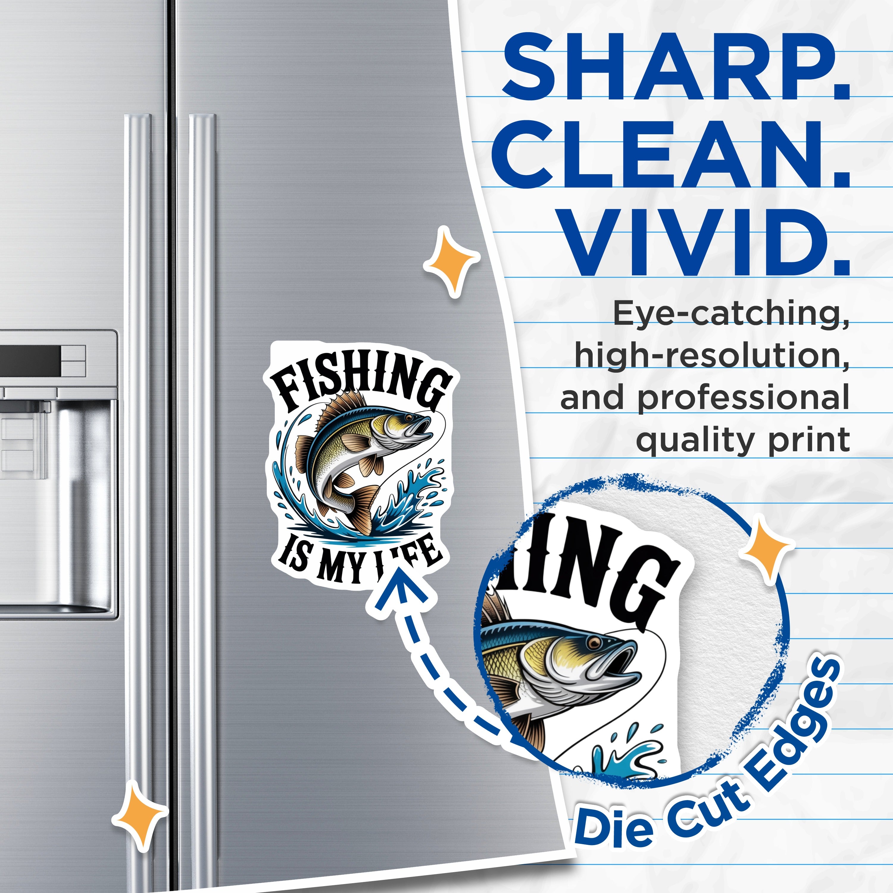 (2 Pack) Fishing is My Life Magnets - Angler Fridge Decor - Bass Fishing Hobbyist - 5 Inches On Longest Side - Thick Durable Magnet - Made in USA - MAG39881
