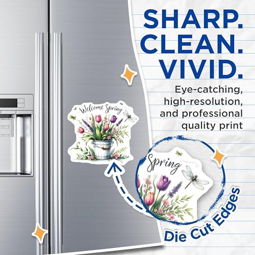 (2 Pack) Welcome Spring Magnets - Floral Bucket Design - Seasonal Home Decor - 5" On Longest Side - for Cars, Fridges, Toolboxes - Made in USA - MAG7996